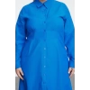Kadın Moda Büyük Beden Mini Boy Bisiklet Yaka Fitted İç Göstermeyen Dokuma Büyük Beden Gömlek Elbise