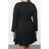 Womens Fashion Plus Size Mini Length Crew Neck Fitted Basic Hidden Zipper Woven Plus Size Dress