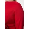 Kadın Büyük Beden Midi Boy Relaxed Kayık Yakalı Yırtmaçlı Güllü Dokuma Büyük Beden Elbise
