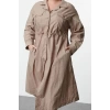 Women Fashion Stylish Plus Size Midi Length Shirt Collar Fitted Parachute Woven Plus Size Dress