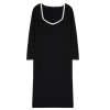 Women Fashion Stylish Plus Size Midi Length Square Neck Fitted Bodycon Slim Knit Dress