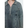 Women Fashion Stylish Plus Size Mini Length Shirt Collar Denim Rigid Plus Size Dress