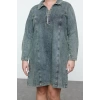 Women Fashion Stylish Plus Size Mini Length Shirt Collar Denim Rigid Plus Size Dress