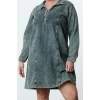 Women Fashion Stylish Plus Size Mini Length Shirt Collar Denim Rigid Plus Size Dress