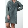 Women Fashion Stylish Plus Size Mini Length Shirt Collar Denim Rigid Plus Size Dress