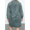 Women Fashion Stylish Plus Size Mini Length Shirt Collar Denim Rigid Plus Size Dress
