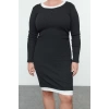 Women Fashion Stylish Plus Size Mini Length Crew Neck Fitted Long Sleeve Camisole Knitted Plus Size Dress