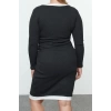 Women Fashion Stylish Plus Size Mini Length Crew Neck Fitted Long Sleeve Camisole Knitted Plus Size Dress