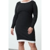 Women Fashion Stylish Plus Size Mini Length Crew Neck Fitted Long Sleeve Camisole Knitted Plus Size Dress