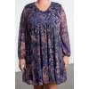 Womens Plus Size Midi Length V Neck Relaxed Floral Glittery Skirt Ruffle Woven Plus Size Dress