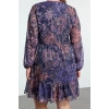 Womens Plus Size Midi Length V Neck Relaxed Floral Glittery Skirt Ruffle Woven Plus Size Dress