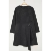Womens Plus Size Midi Length Crew Neck Relaxed Tweed Buckle Accessory Woven Plus Size Dress