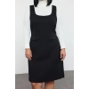 Womens Plus Size Mini Length Relaxed Tweed Textured Strappy Vest Pocket Woven Plus Size Dress