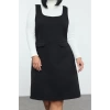 Womens Plus Size Mini Length Relaxed Tweed Textured Strappy Vest Pocket Woven Plus Size Dress