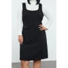 Womens Plus Size Mini Length Relaxed Tweed Textured Strappy Vest Pocket Woven Plus Size Dress