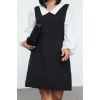 Women Fashion Stylish Plus Size Midi Length Shirt Collar Relaxed Tweed Woven Plus Size Dress