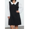 Women Fashion Stylish Plus Size Midi Length Shirt Collar Relaxed Tweed Woven Plus Size Dress