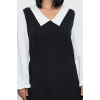 Women Fashion Stylish Plus Size Midi Length Shirt Collar Relaxed Tweed Woven Plus Size Dress