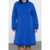 Women Fashion Stylish Plus Size Midi Length Crew Neck Relaxed 2 Yarn Non-raised Knitted Plus Size Dress