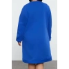 Women Fashion Stylish Plus Size Midi Length Crew Neck Relaxed 2 Yarn Non-raised Knitted Plus Size Dress