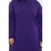 Women Fashion Stylish Plus Size Midi Length Crew Neck Relaxed 2 Yarn Non-raised Knitted Plus Size Dress