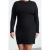 Womens Plus Size Mini Length Crew Neck Fitted Body-Smoothing Ribbed Winter Knitted Plus Size Dress
