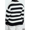 Women Fashion Stylish Plus Size Crew Neck Low Sleeve Regular Striped Knitwear Sweater