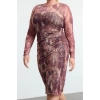 Women Fashion Stylish Plus Size Midi Length Crew Neck Fitted Tulle Knit Plus Size Dress
