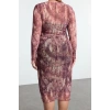Women Fashion Stylish Plus Size Midi Length Crew Neck Fitted Tulle Knit Plus Size Dress