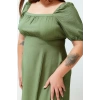Women Fashion Stylish Plus Size Maxi Length Square Neck Relaxed Balloon Sleeve Woven Dress