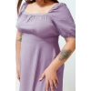 Women Fashion Stylish Plus Size Maxi Length Square Neck Relaxed Balloon Sleeve Woven Dress