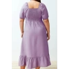 Women Fashion Stylish Plus Size Maxi Length Square Neck Relaxed Balloon Sleeve Woven Dress