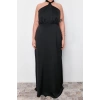 Womens Plus Size Maxi Length Halter Neck Relaxed Satin Long Plus Size Dress