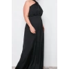 Womens Plus Size Maxi Length Halter Neck Relaxed Satin Long Plus Size Dress