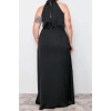 Womens Plus Size Maxi Length Halter Neck Relaxed Satin Long Plus Size Dress