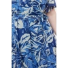 Kadın Moda Şık Büyük Beden Maxi Boy Kruvaze Relaxed Tropik Yaprak Desenli Şifon Dokuma Elbise