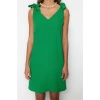 Women Fashion Stylish Mini Length V Neck Relaxed Woven Tie Beach Dress