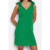 Women Fashion Stylish Mini Length V Neck Relaxed Woven Tie Beach Dress