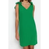 Women Fashion Stylish Mini Length V Neck Relaxed Woven Tie Beach Dress