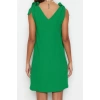 Women Fashion Stylish Mini Length V Neck Relaxed Woven Tie Beach Dress