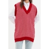Women Fashion Stylish Hijab V Neck Standard Sleeve Regular Striped Knitted Sweater