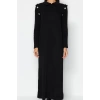 Kadın Moda Şık Tesettür Maxi Boy Bisiklet Yaka Regular Normal Kesim Uzun Triko Elbise