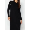 Kadın Moda Şık Tesettür Maxi Boy Bisiklet Yaka Regular Normal Kesim Uzun Triko Elbise