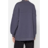 Womens Hijab Fashion Oversize Crew Neck Standard Sleeve Regular Knitted Polar Fleece Inside Furry Sweatshirt