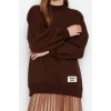 Womens Hijab Fashion Oversize Crew Neck Standard Sleeve Regular Knitted Polar Fleece Inside Furry Sweatshirt