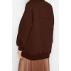 Womens Hijab Fashion Oversize Crew Neck Standard Sleeve Regular Knitted Polar Fleece Inside Furry Sweatshirt
