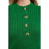 Women Fashion Stylish Hijab Buttoned Collar Low Sleeve Regular Selanik Knitted Buttoned Soft Knitwear Sweater
