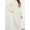 Women Fashion Stylish Hijab Maxi Length Crew Neck Relaxed Stitching Detailed Long Knit Dress