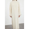 Women Fashion Stylish Hijab Maxi Length Crew Neck Relaxed Stitching Detailed Long Knit Dress