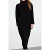 Women Fashion Stylish Hijab Maxi Length Crew Neck Relaxed Stitching Detailed Long Knit Dress